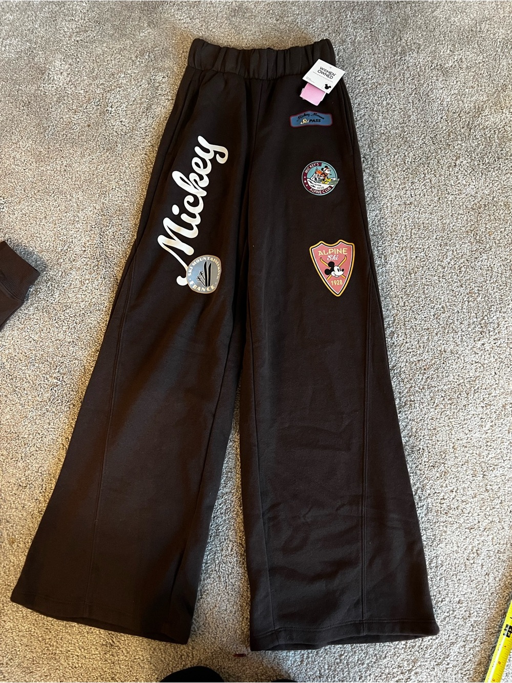 Disney Mickey Mouse Brown Wide Leg Pants - Picture 1 of 5